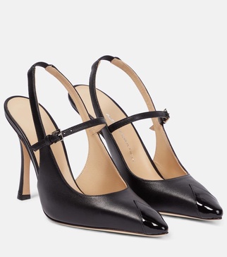 Leather slingback pumps