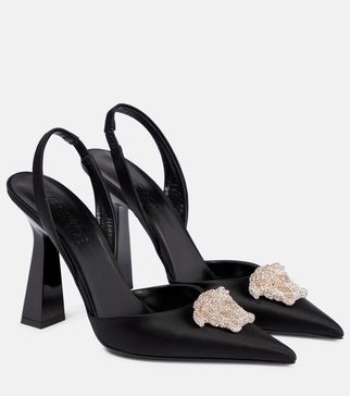 La Medusa satin slingback pumps