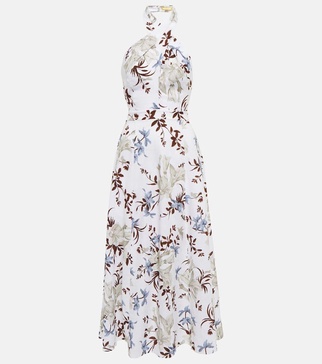 Helena floral halterneck cotton midi dress