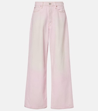 Low-rise faded wide-leg jeans