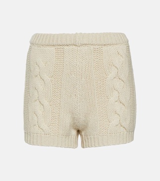 Cable-knit cashmere shorts