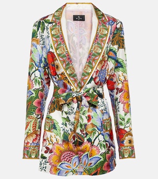 Floral silk wrap jacket