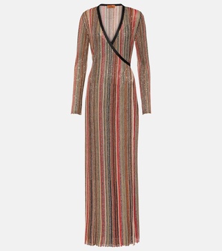 Metallic striped maxi dress 