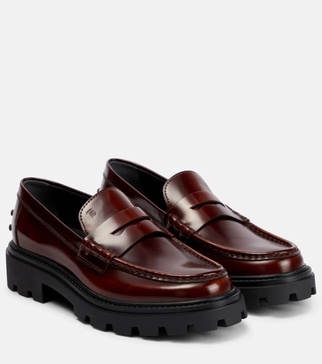 Platform leather penny loafers