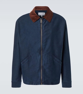 Corduroy-trimmed cotton jacket