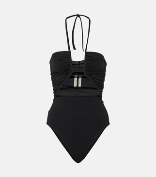 Halterneck cutout swimsuit