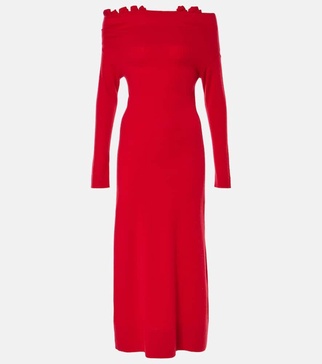 Lunaire off-shoulder cashmere gown