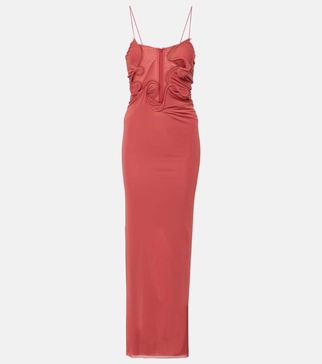 Molded Venus cutout mesh maxi dress