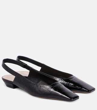 Colin crinkled leather slingback flats