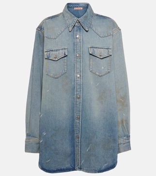 Distressed denim overshirt