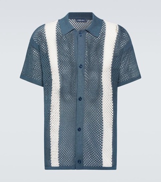 Castillo cotton-blend crochet bowling shirt