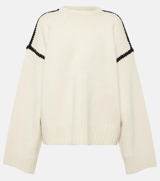 Embroidered wool and cashmere sweater