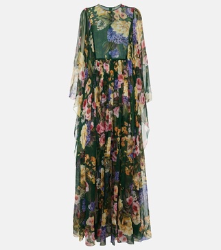 Floral silk chiffon gown