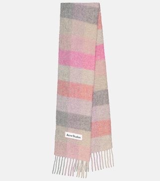 Checked alpaca wool-blend scarf