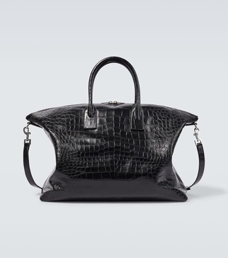 Giant croc-effect leather tote bag