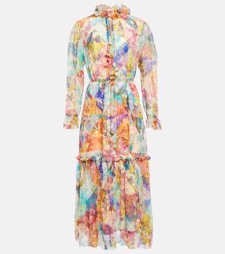 High Tide floral silk midi dress