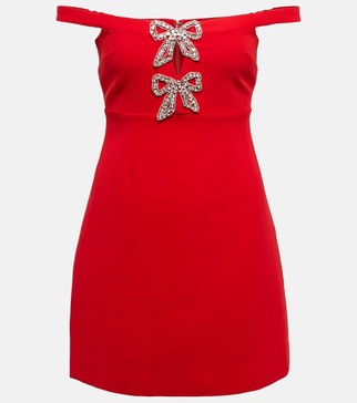 Bow-embellished crêpe minidress