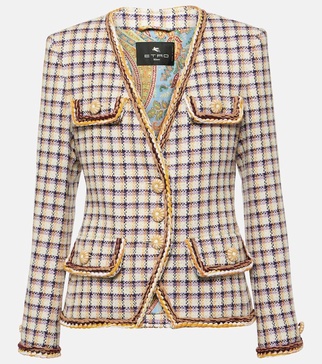 Checked cotton-blend jacket