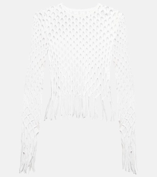 Fringed fishnet top