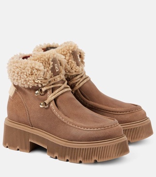 Turin suede and shearling lace-up boots