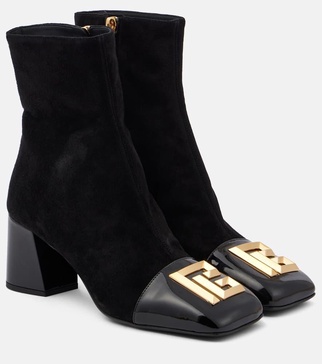 Edna suede and patent leather ankle boots