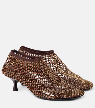 Minette crystal-embellished fishnet pumps