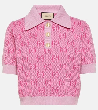 GG cropped wool jacquard polo shirt