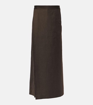 Tattoo pinstripe wool-blend maxi skirt