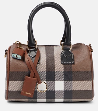 Checked canvas tote bag