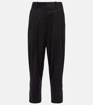 Herringbone tapered wool pants