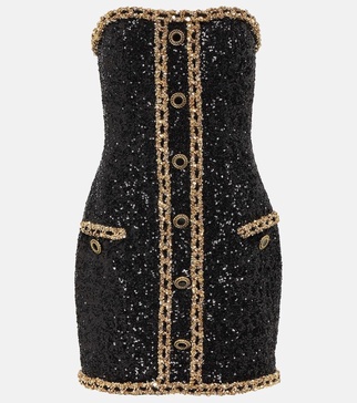 Sequined strapless minidress