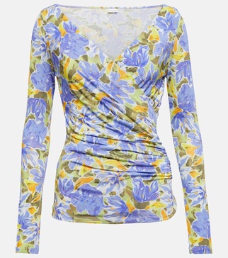 Floral ruched jersey top