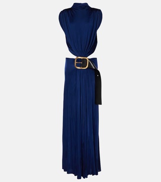 Belted cutout draped gown