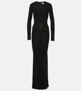 Asymmetric jersey maxi dress