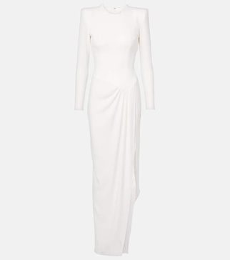 Asymmetric draped crêpe gown