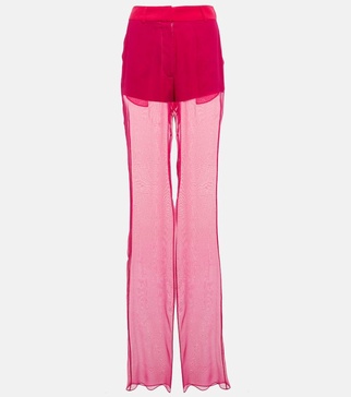 Mid-rise wide-leg silk pants