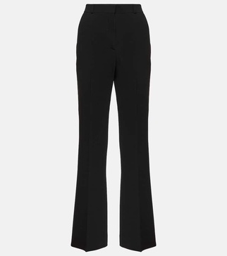 High-rise pleated crêpe flared pants