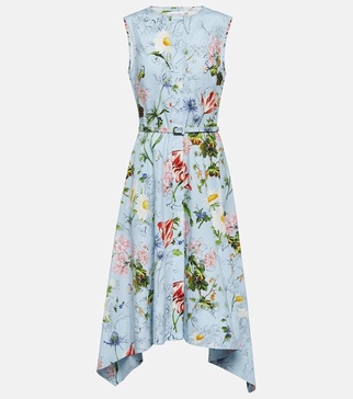 Floral cotton-blend midi dress