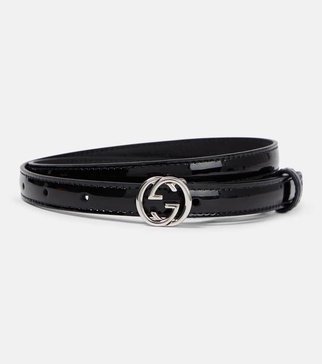 Double G patent leather belt