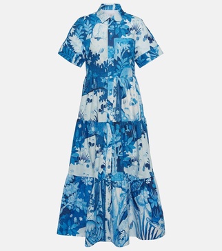 Printed cotton poplin shirt dress