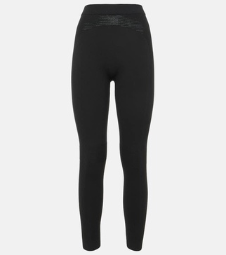 Ribbed-knit silk-blend leggings