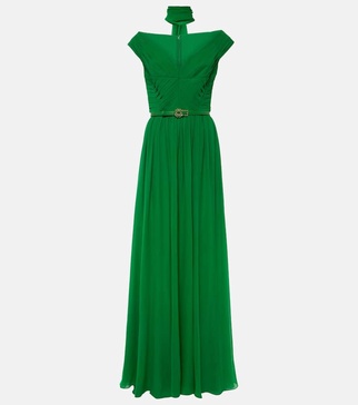 Off-shoulder silk gown