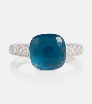 Nudo 18kt gold ring with London blue topaz and diamonds