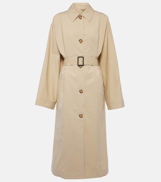 Belted cotton and silk trench coat