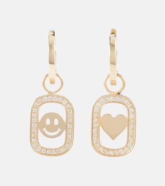 Open Icon 14kt gold drop earrings with diamonds