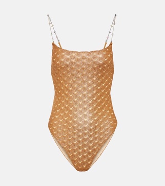 Embellished lamé swimsuit