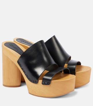 Hyun leather platform mules