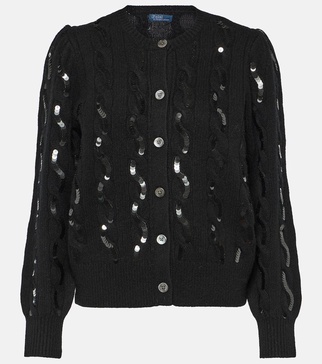 Sequined wool and cashmere cardigan