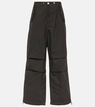 Cotton-blend wide-leg pants