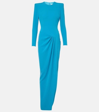 Draped asymmetric crêpe gown